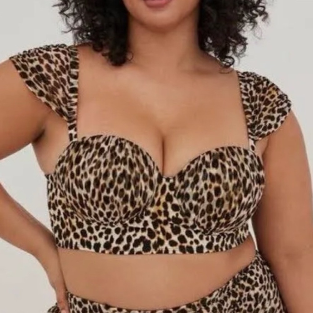 NWOT TORRID Cheetah/Leopard Print Two Piece Swimsuit Bikini Size 1X (14/16)
